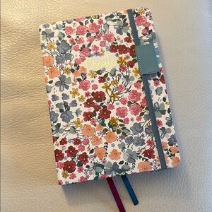 Floral Notebook,Elastic Closure, perforated pages back pocket dotted grid paper